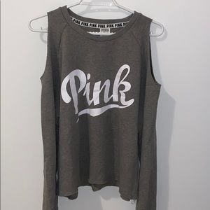 Grey Pink Long Sleeve with Shoulder Cutouts
